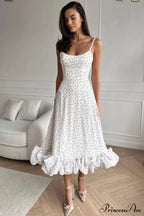 Flounce Bustier Midi Dress