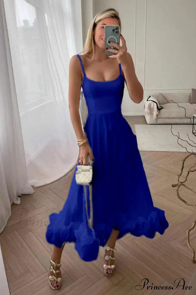 Flounce Bustier Midi Dress