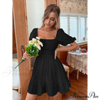 Flounce Hem Dress with Tie Back
