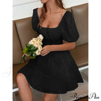Flounce Hem Dress with Tie Back