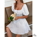 Flounce Hem Dress with Tie Back