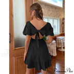 Flounce Hem Dress with Tie Back