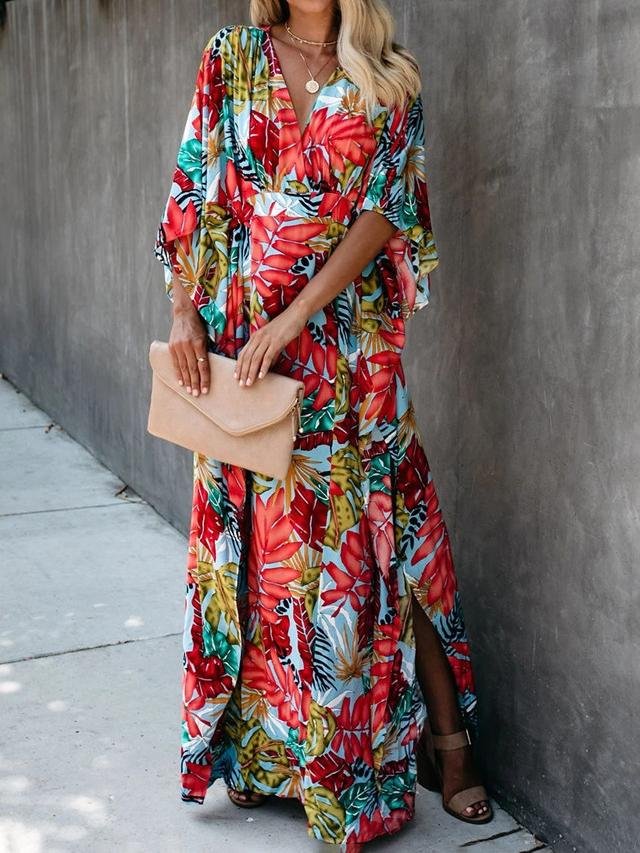 Flower Beach Blouse Sun Protection Robe style Dress