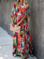 Flower Beach Blouse Sun Protection Robe style Dress