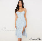 Flower Fields Slip Charming Floral Split Midi Dress