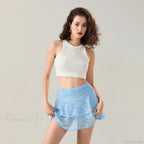 Flower Lace Layered Ruffle Skirt