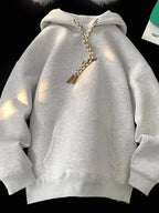 FLOWER Letter Print Y2K Fleece Hoodie