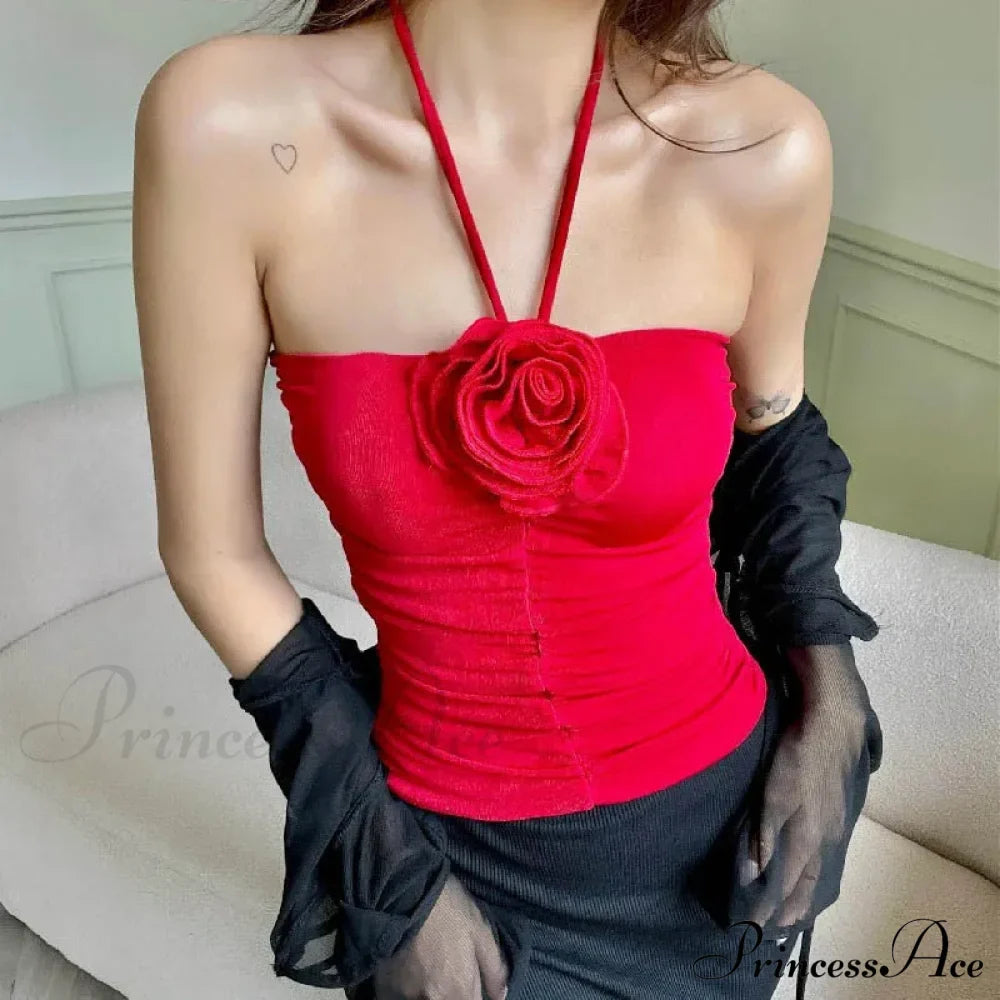 Flower Patchwork halter Tubes Off Shoulder Backless Tank Sexy Women Off Shoulder Ruched Black Mini Vests Tank top