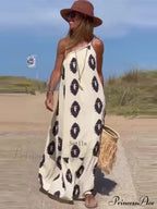 Flower Print Collar Party Vestidos Maxi Dress