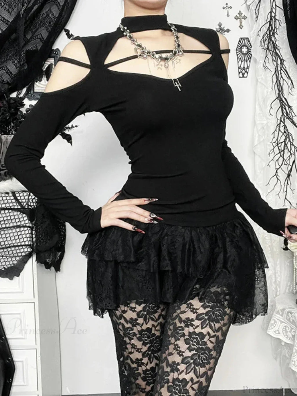 Flower Square Collar Knitted Top