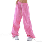 Fluorescent Drawstring Wide Leg Cargo Pant