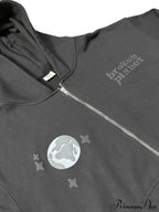 Foam Spider Web Print Fleece Zip Hoodie