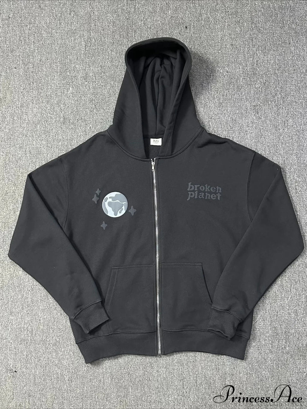 Foam Spider Web Print Fleece Zip Hoodie