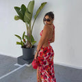 Folwer Print Skirt Three Piece Swimsuit
