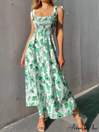 for Flowered Design Tiered Gown Smocked Women