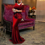 for - Mermaid - Full-Length Ruffle Formal Velvet Evening Vintage Party Long Women Gown Peplum with Gown Blue Dress