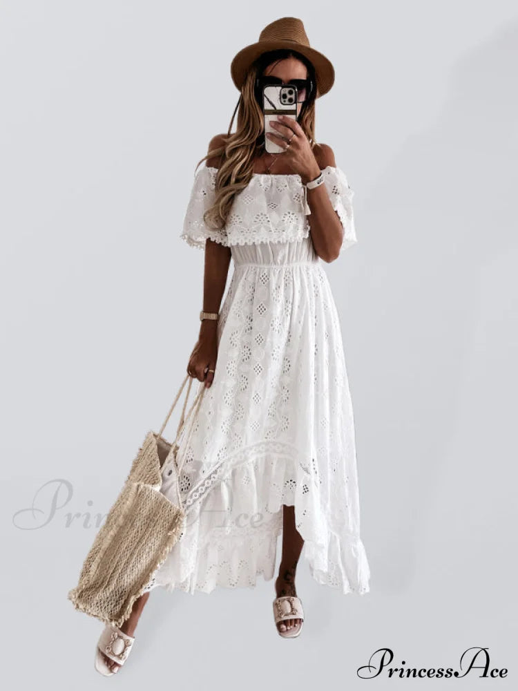for Shoulder Lace Color Long Off Gown Solid Women
