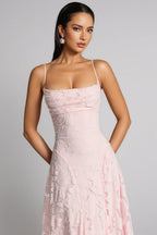 Sorelp Pink Strapless Mesh Maxi Dress
