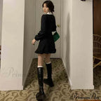 French Lace Peter Pan Modern Collar Ruffle Short Dress