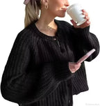 French Niche Solid Lazy Style Loose Cardigan