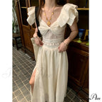 French Retro TwoPiece Dress with Bow