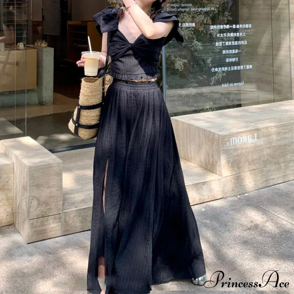 French Retro TwoPiece Dress with Bow
