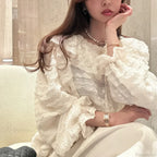 French Style Lace Up Loose Blouse