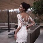French V-Neck Long Sleeve Wedding Dress