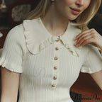 Frill Collar Short Charming Sleeve Mini Dress