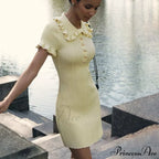 Frill Collar Short Charming Sleeve Mini Dress