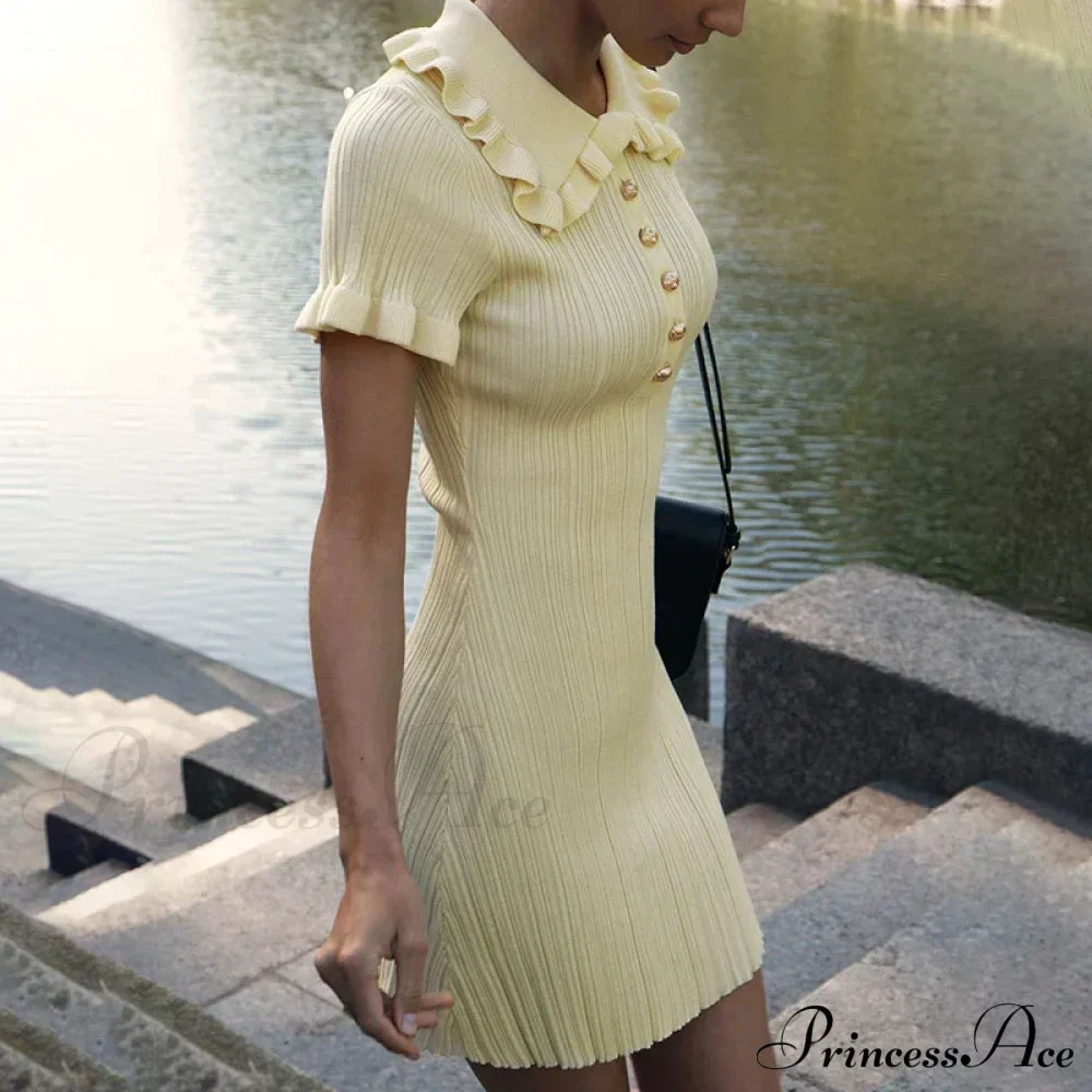 Frill Collar Short Charming Sleeve Mini Dress