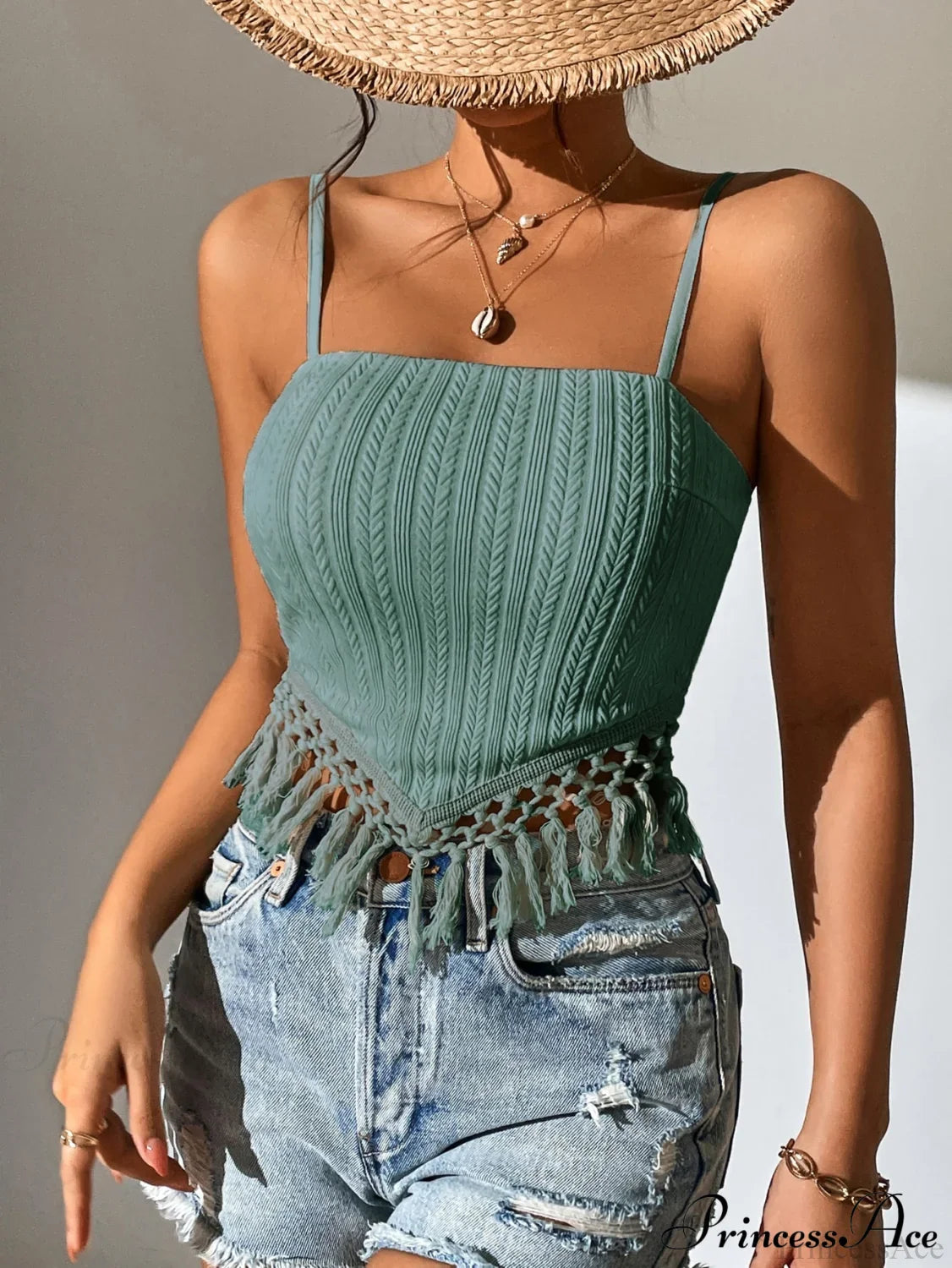 Fringe Trim Cami Top