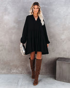 From Autumn To Spring Cotton Babydoll Dress Black