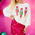 Funny Imcute Sequin Nutcracker Graphic Long Sleeve Hoodie