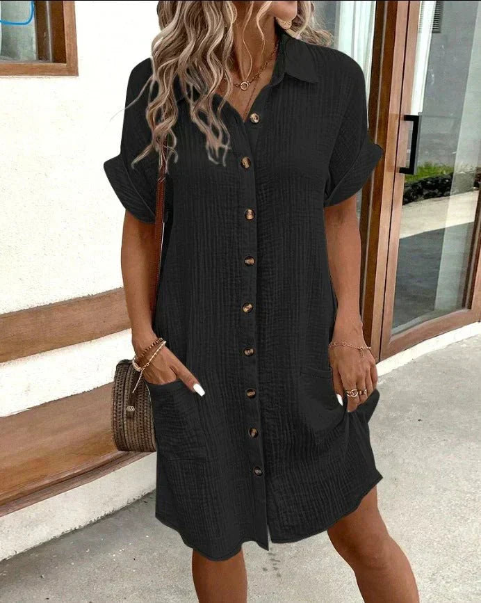 Ailín Minimalist Airy Shirt Dress Elevated Occasion Wear