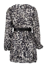 Melisa Timeless Printed Chiffon V Neck Mini Dress with Belt Designer Edit