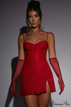 Georgia Shiny Stylish Dress With Gloves