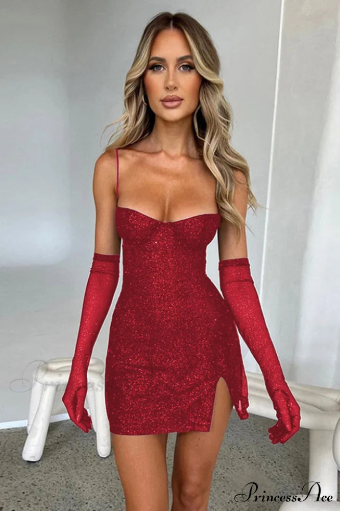 Georgia Shiny Stylish Dress With Gloves