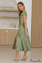 Get In Formation Charming Satin Midi Dress