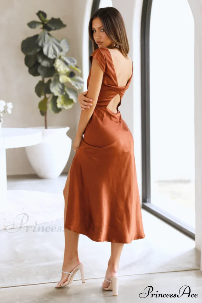 Get In Formation Charming Satin Midi Dress