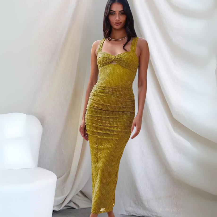 Victoria Luxe Long Fitted Summer Dress Designer Edit