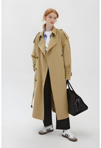 Khaki Double-Breasted Trench Coat