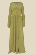 Nicolasa Statement Pleated V Neck Milkmaid Maxi Dress Boutique Collection