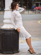 Giulia High Collar Lace Midi Dress