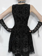 Gloomy Cravat Lace Hem Tiny Dress