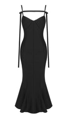 Strapy Slim Maxi Dress in Black