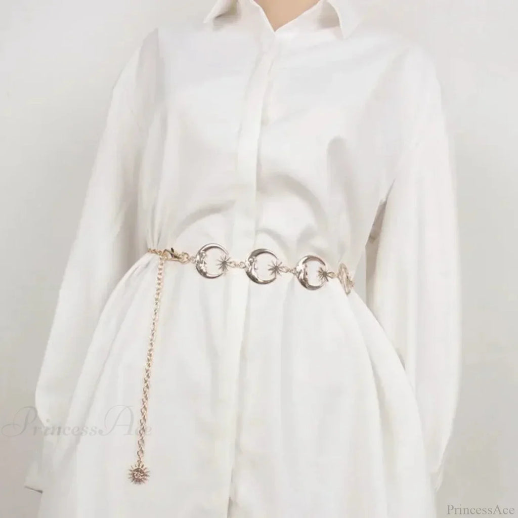 Gold Gothic Chain Lunar Solar Metal Belt