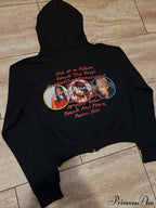 Goth Rock Character Print Loose Hoodie