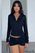 Goth Vibe Little Devil Y2K Slim Cropped Hoodie