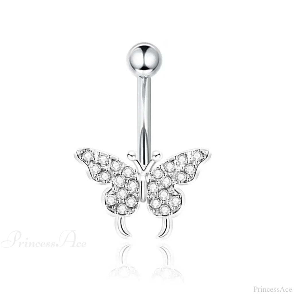 Gothic Heart Dangle Butterfly Belly Ring
